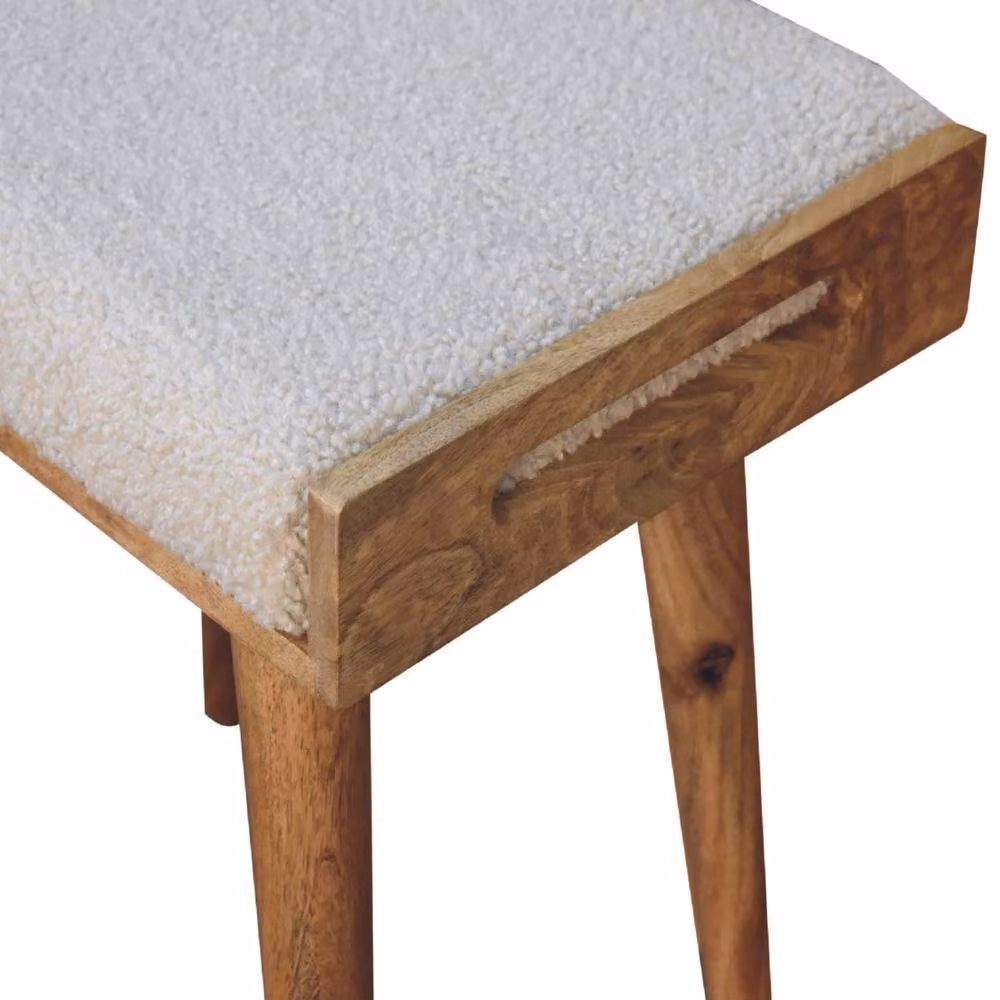 Wyld Haus Kampong Boucle Cream Tray Top Footstool with Mango Wood Frame – 3