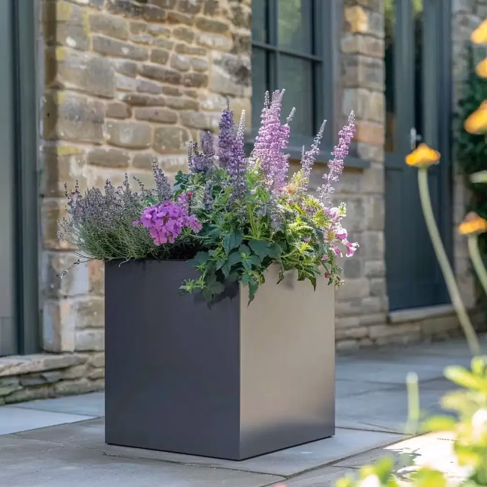 Access Garden Products Matte Grey Galvanised Steel Square Planter Tub, Width: 60 cm – 6
