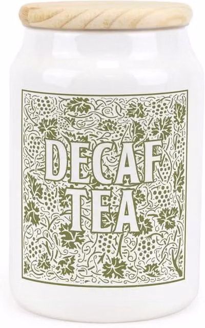 Purely Home Green Oak Leaves and Berries Ceramic Decaf Tea Storage Canister in Green and White