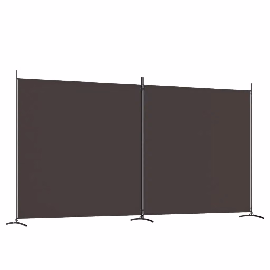 Berkfield Home 2-Panel Fabric Room Divider in Brown, W: 348 cm, H: 180 cm – 2