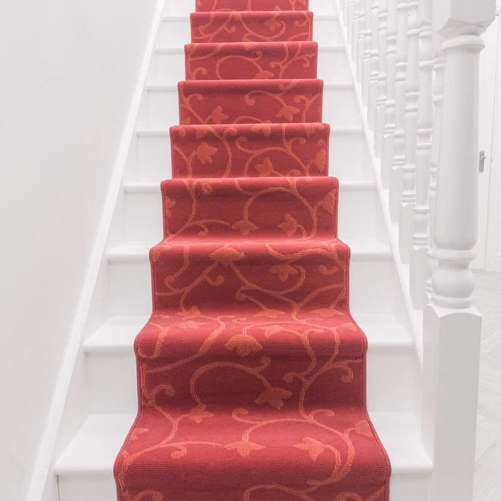runrug Vines Stair Runner Carpet in Red, W: 60 cm x L: 720 cm – 3