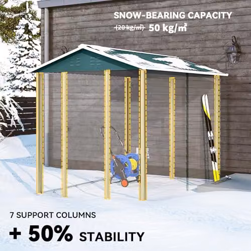 Outsunny Galvanised Steel Garden Storage Shed with Window and Lockable Door, White – 4