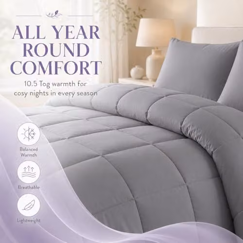 Pamposh Grace Double 10.5 Tog Anti-Allergy Hollow Fibre Duvet, W/D/H: 200 x 200 x 1 cm, Grey – 2