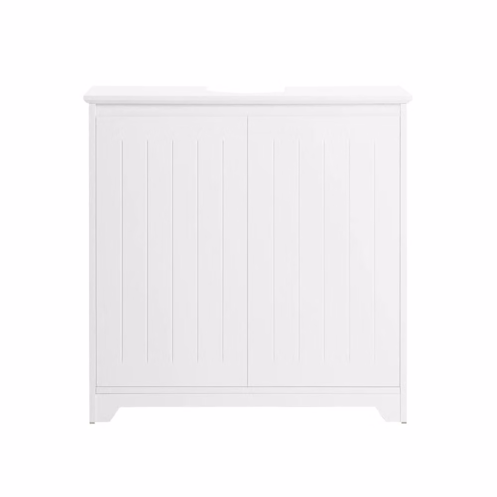 SoBuy Modern White Under Sink Bathroom Cabinet with Soft Close Hinged Doors and Internal Shelves, W: 60 cm, H: 60 cm, D: 60 cm – 1