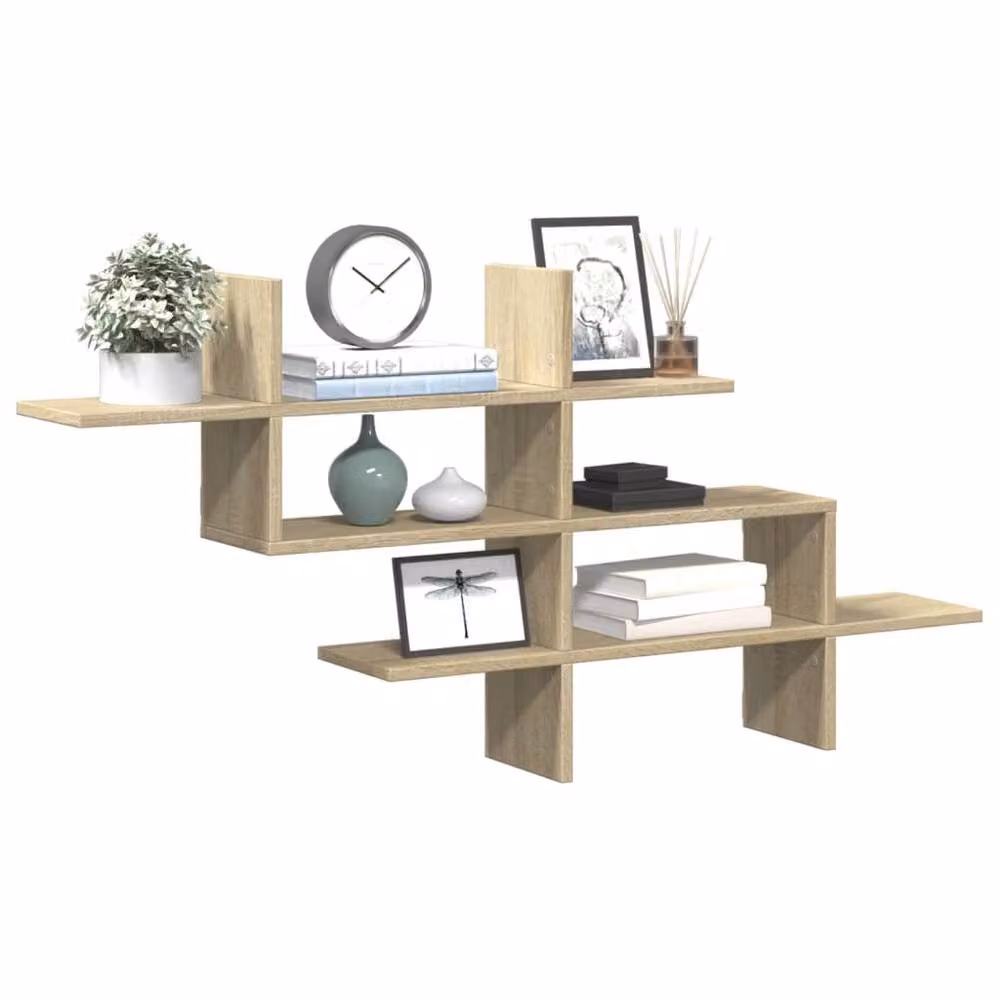Berkfield Home Sonoma Oak Wall Shelf, Beige, W: 124.5 cm, D: 18 cm, H: 60.5 cm – 2