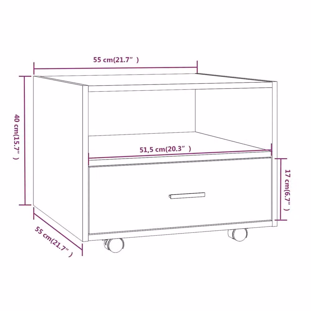 Berkfield Home Square Coffee Table in Grey Composite Wood, W/D/H: 55 x 55 x 40 cm – 3