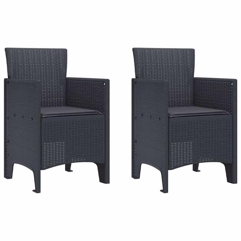 Berkfield Home Set of 2 Modern Anthracite Plastic Garden Chairs with Armrests
