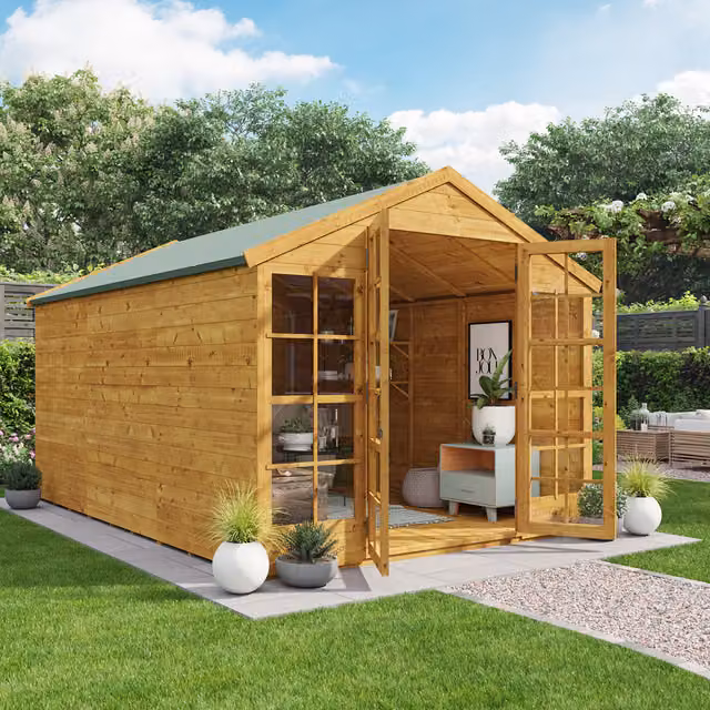 BillyOh Harper Tongue and Groove Apex Summerhouse in Brown with Window and Gable Design