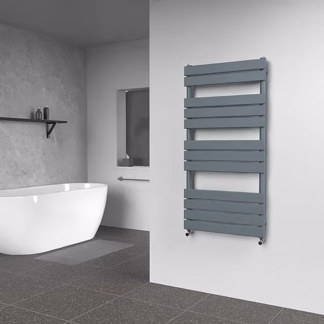 Lux Heat Flat Coloured Towel Radiator in Slate Grey, W/H: 60 x 120 cm