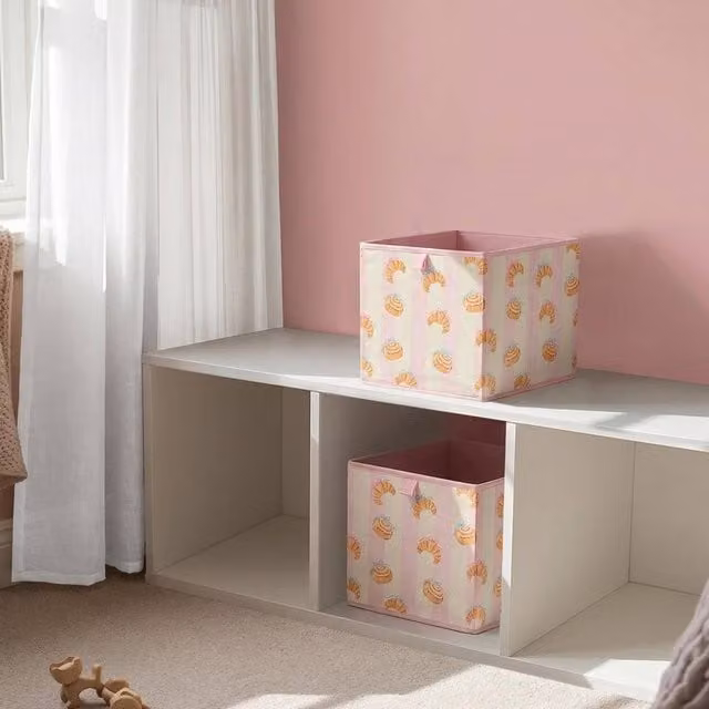 OHS 2 Pack Kids Printed Folding Cube Toy Organisers in Pink – 1