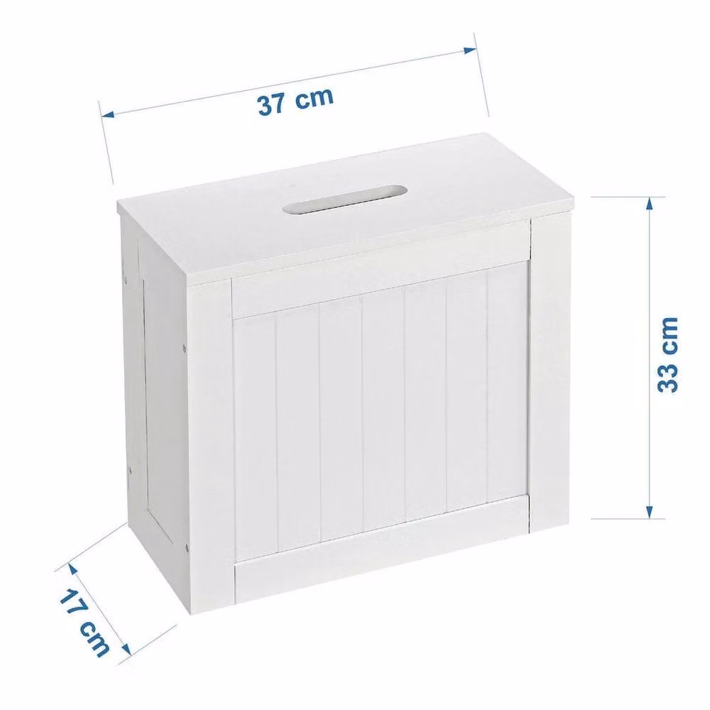 EONLION White Wooden Slimline Freestanding Bathroom Storage Cabinet with Hinged Doors, W/D/H: 50 x 50 x 50 cm – 2
