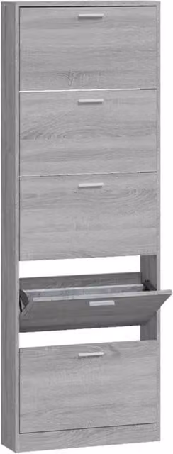 Berkfield Home Grey Sonoma Shoe Cabinet with Tilting Compartments and Drawers, W/D/H: 59 x 17 x 169 cm – 1