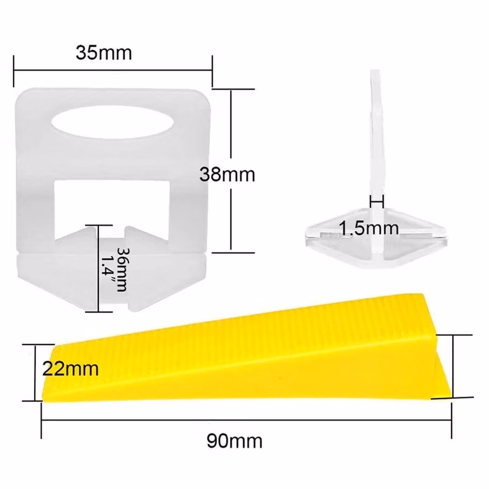 Nordara Tile Leveling Spacer System with Rubber Wedges in White and Transparent, W: 520 mm – 1