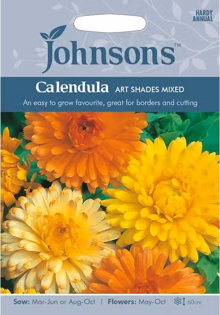 Johnsons Calendula Art Shades Mixed Ornamental Flower Seeds, Multicolour