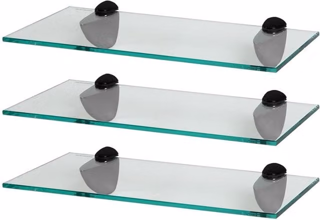 Harbour Housewares Black and Transparent Floating Glass Wall Mounted Shelf