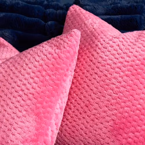 OHS Waffle Fleece Square Cushion Covers, Pack of 2, Pink, 45 x 45 cm – 3