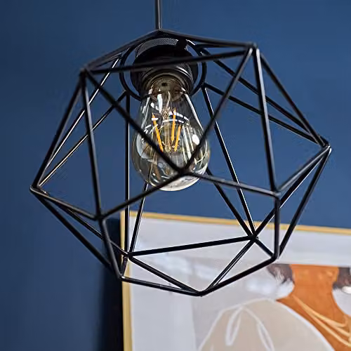 MiniSun Retro Style Black Metal Basket Lantern Pendant Light Shades, Set of 2, Shade Width: 23.5 cm – 6