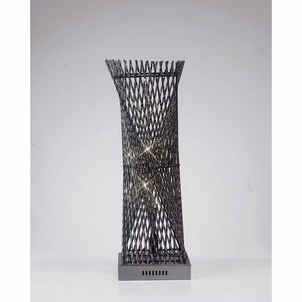 Netlighting (DH) Arista Square Twisted Table Lamp in Grey with Chrome and Black Metal Finish, 5 x G4 Lights – 2