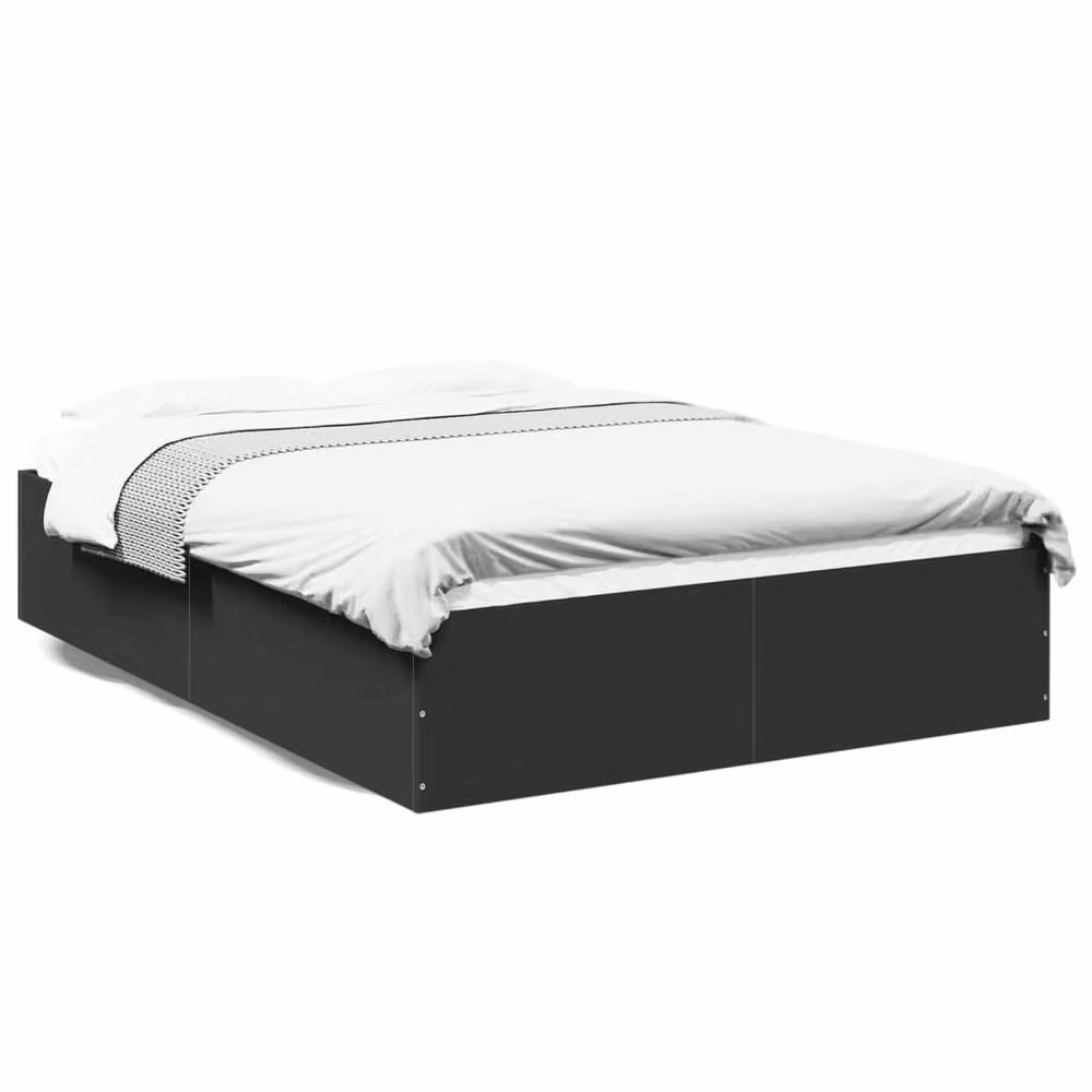 Berkfield Home Modern Small Double Bed Frame in Black, W/D/H: 190 x 123 x 35 cm – 3