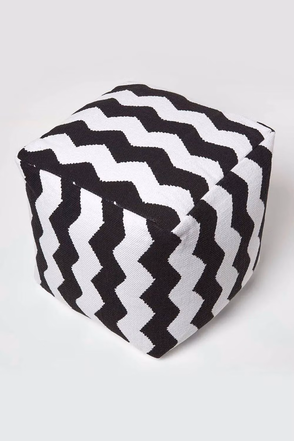 Homescapes Square Style Bean Footstool in Black and White Geometric Fabric with Removable Cover – 3
