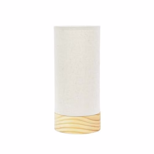 ValueLights Elsa Natural Wooden Table Lamp with Beige Fabric Shade and LED Bulb – 1
