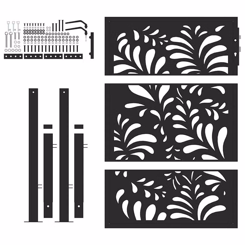 Berkfield Home Black Steel Wave Design Garden Gate W: 105 cm, H: 130 cm – 4