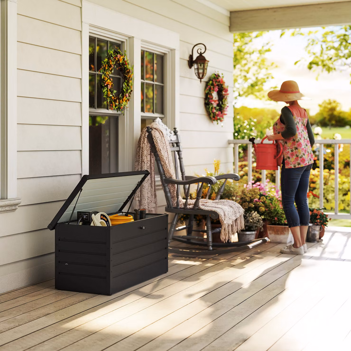 Outsunny 311L Galvanised Steel Garden Storage Box in Dark Grey – 8