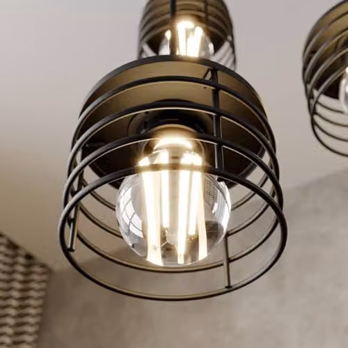 Netlighting Edison Cluster Pendant Ceiling Light in Black and Copper, Diameter: 38 cm – 4
