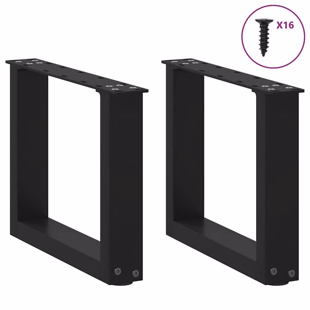 Berkfield Home U-Shaped Steel Coffee Table Legs, Black, 2 Pieces, W/D/H: 30 x 30 x 30 cm – 2