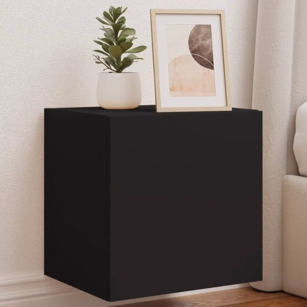 Berkfield Home Modern TV Wall Cabinet with LED Lights in Black, W/D/H: 40.5 x 35 x 40 cm – 2