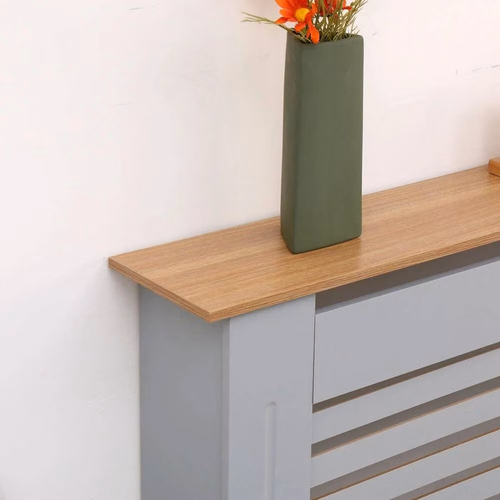 PAWNORA Large MDF Radiator Cover Slat Grille Cabinet in Grey – 3