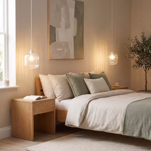 Happy Homewares Contemporary Square Glass Pendant Ceiling Light Shade in Transparent, W/D/H: 20 x 20 x 20 cm – 2