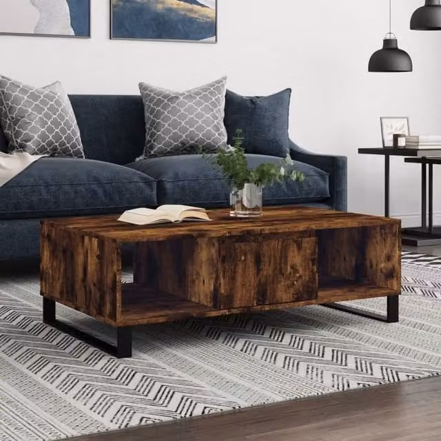 Berkfield Home Smoked Oak Coffee Table in Brown, W/D/H: 104 x 60 x 35 cm – 1