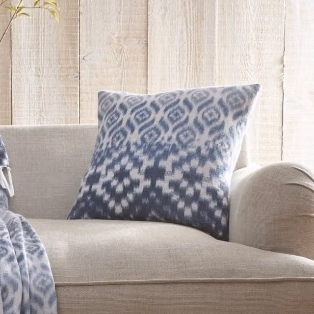 Appletree Sakari Blue Tribal Pattern Decorative Cushion with Removable Cover, W/D/H: 43 x 43 x 43 cm