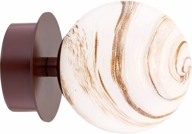 Netlighting Fabio Modern Wall Lamp in White and Chocolate Brown Marble Colour, IP44 – 1