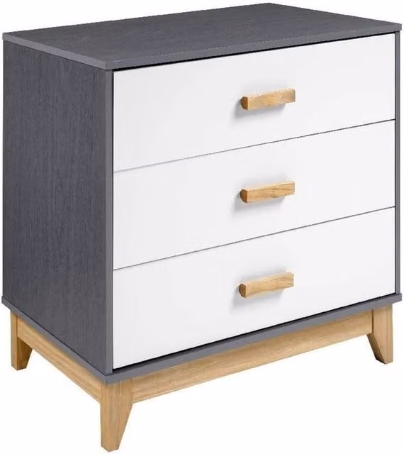 FORGEVIO Modern 3 Drawer Chest in White and Grey for Bedroom Storage – 1