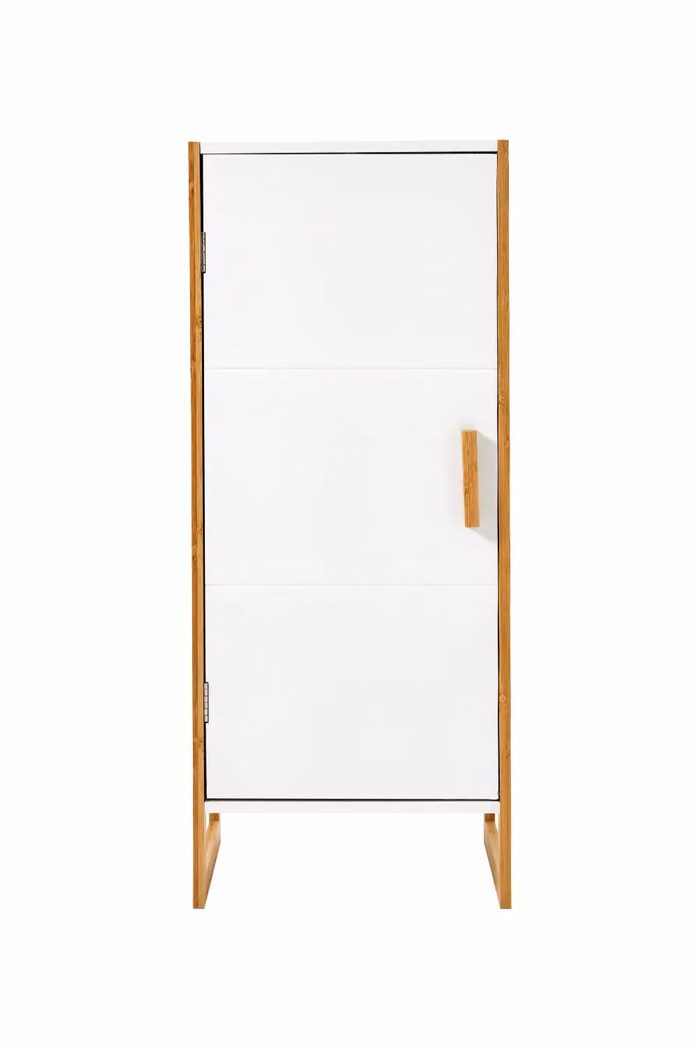 H&O Direct Single-door Freestanding Bamboo Frame Bathroom Storage Cabinet in White – 2