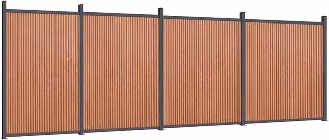Berkfield Home Brown WPC and Aluminium Opaque Fence Panel, W: 699 cm, H: 186 cm – 1