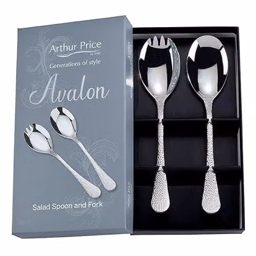 Arthur Price Avalon Stainless Steel Salad Serving Spoon and Fork Set in Silver – 2