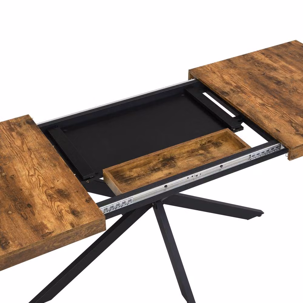 Mona Vale Furniture Industrial X-Frame Extendable Rectangular Dining Table in Brown – 4