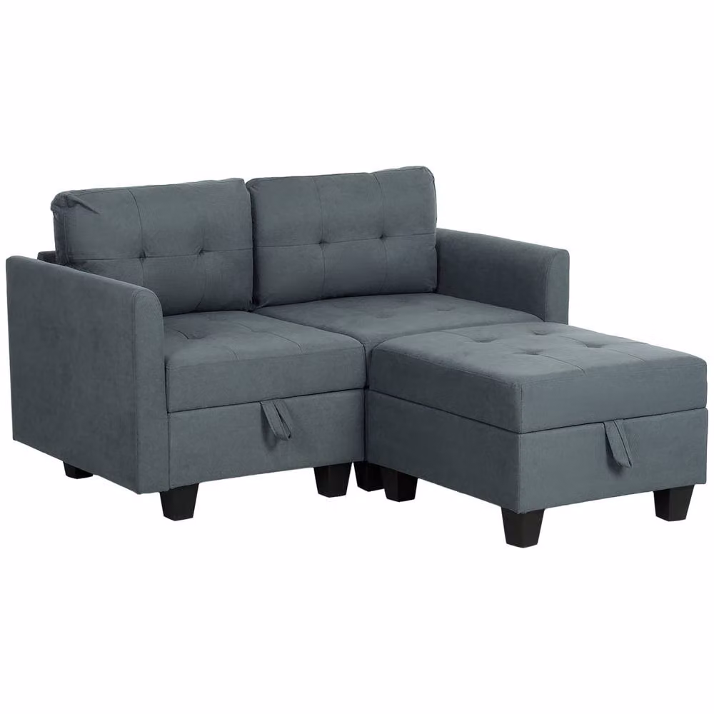 Wyld Haus Bakeli Dark Grey Modular L Shaped Sofa with Integrated Storage and Reversible Fabric Upholstery – 2