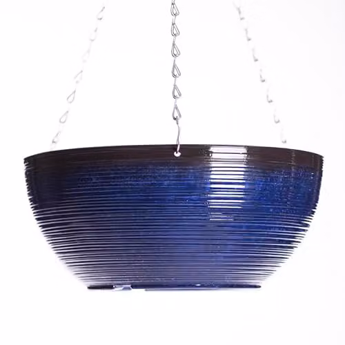 Garden Gear Ocean Blue Glazed Effect Hanging Basket with 50cm Three Way Metal Chain, Diameter: 35 cm – 4