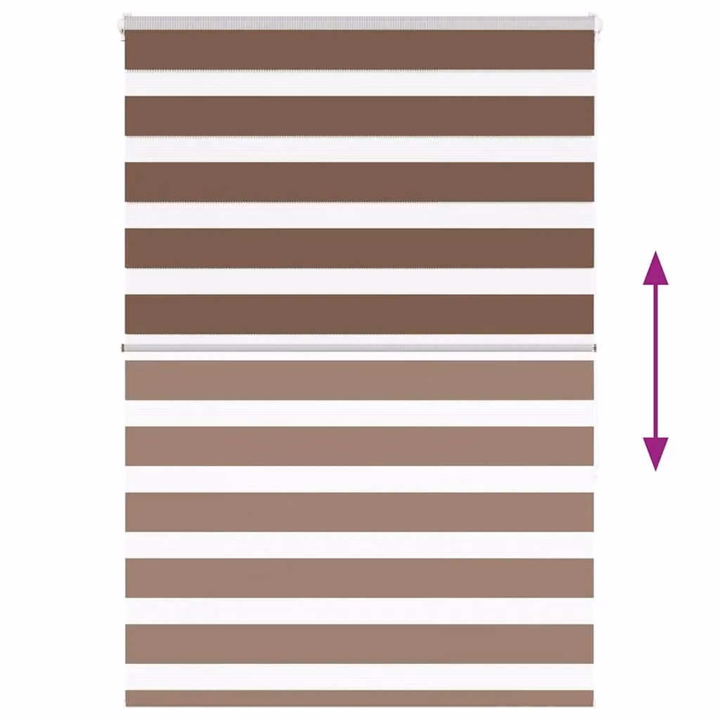 Berkfield Home Brown Zebra Day and Night Blind, W: 95 cm, H: 150 cm – 3