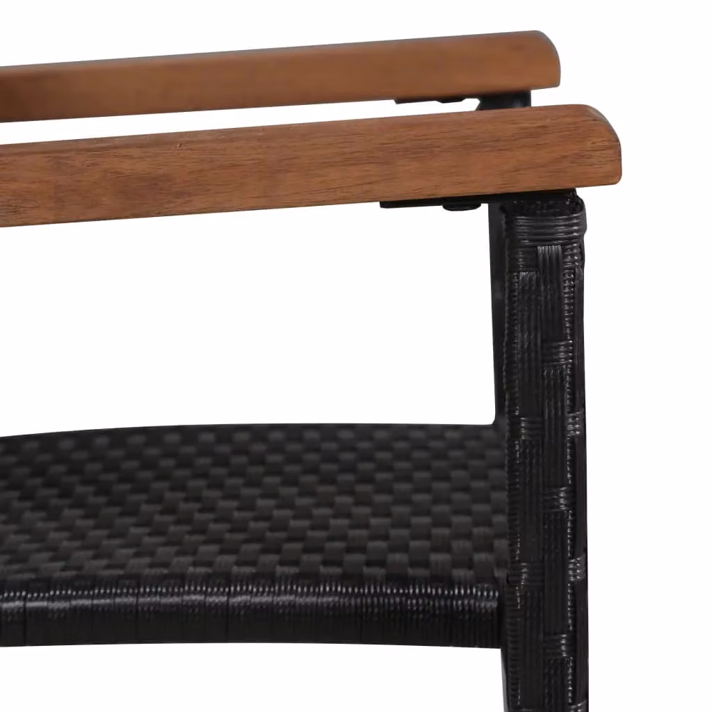 Berkfield Home 9 Piece Black Poly Rattan and Oiled Acacia Wood Outdoor Dining Set – 3