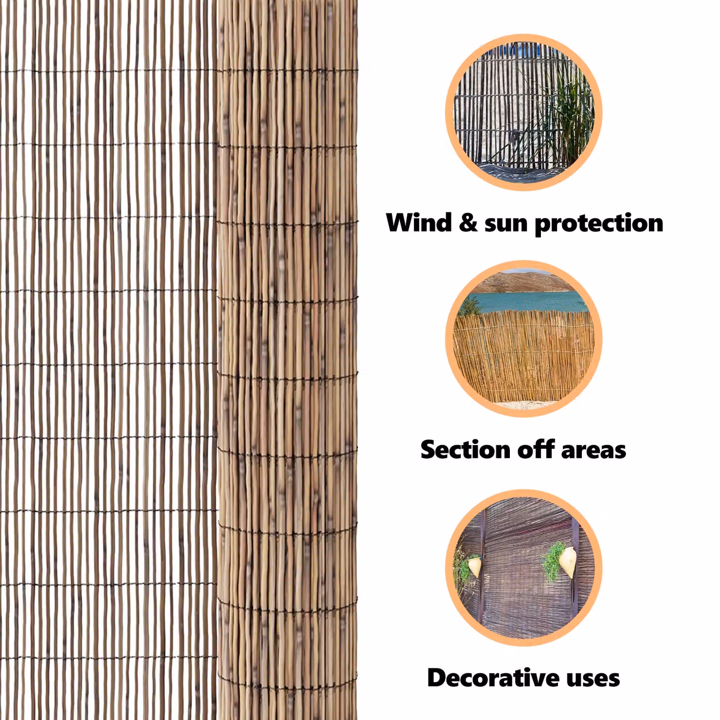 Berkfield Home Garden Woven Reed Fence Mat in Brown, W: 300 cm, H: 140 cm – 3