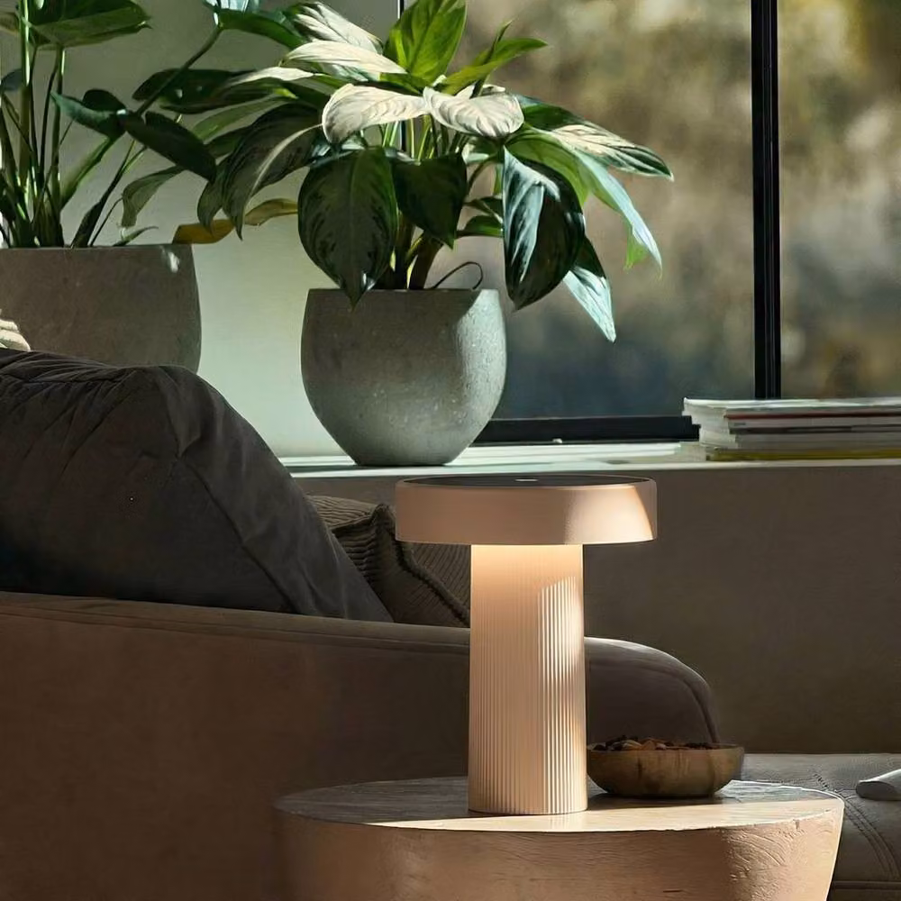 Briloner Poga Rechargeable LED Table Lamp, Beige, H 20 cm x W 16 cm x D 16 cm – 9