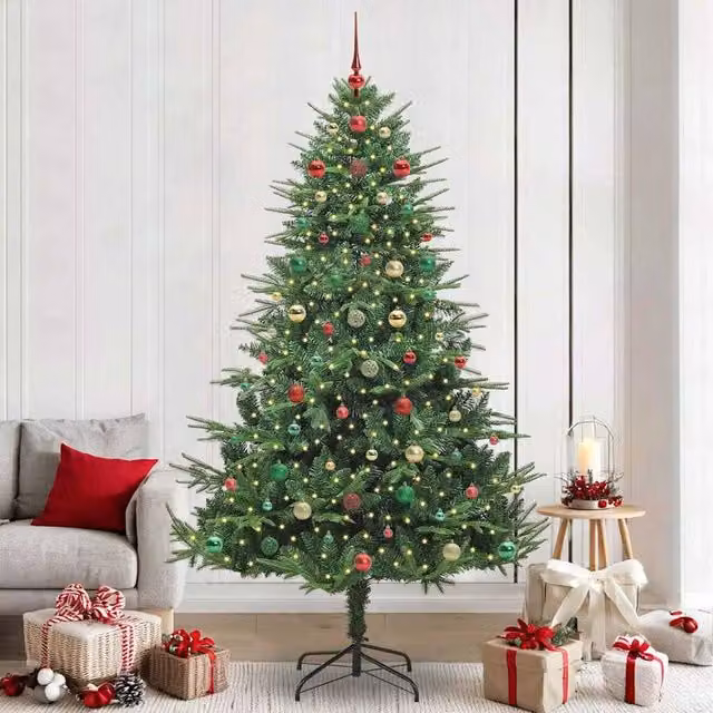 Berkfield Home Pre-lit Artificial Christmas Tree with Ball Set, Green, Height: 240 cm