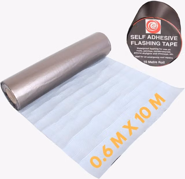 NOVECRAFTO Waterproof Self Adhesive Flashing Tape for Roof Leak Repair, Black, W: 60 cm, L: 10 m