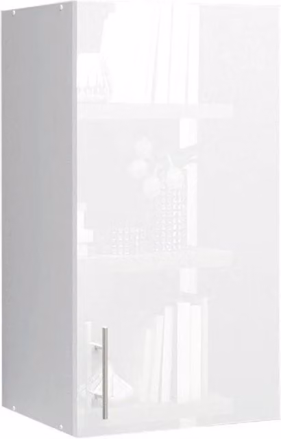 SPETLEK White Glossy Kitchen Wall Unit Storage Cabinet with Internal Shelves