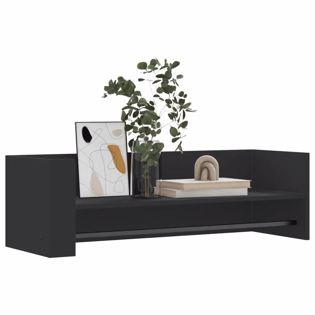 Berkfield Home Black Wall Mounted Cube Shelf with Hanging Rod and Back Panel, W: 100 cm, D: 30.5 cm, H: 30.5 cm – 3